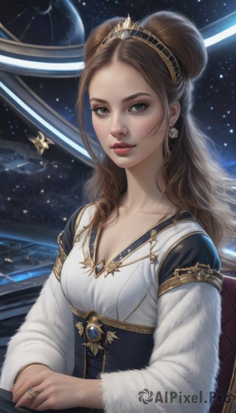 A stunning female within a lush dynamic scene