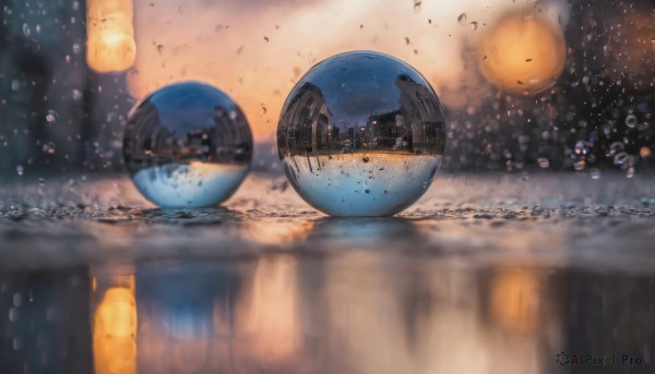An iconic unique subject framed by a bold rainy outdoors