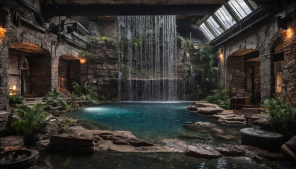A stunning view of a waterfall in day