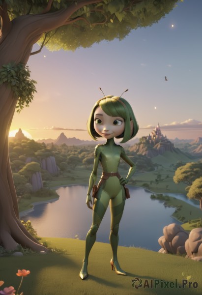 A stunning portrayal of a female in a calm sunset outdoors