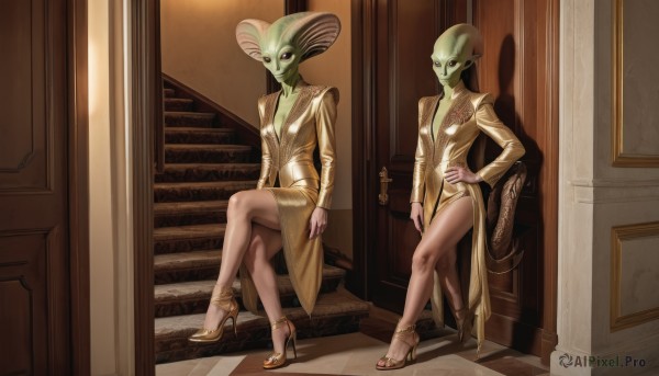A serene dynamic scene featuring a alien