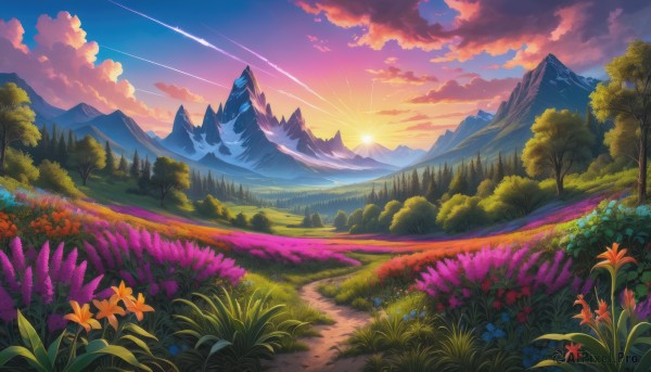 A magnificent landscape within sunset outdoors