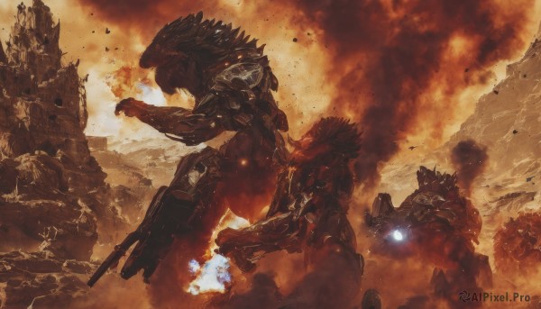 Fiery debris brought to life with a captivating alien