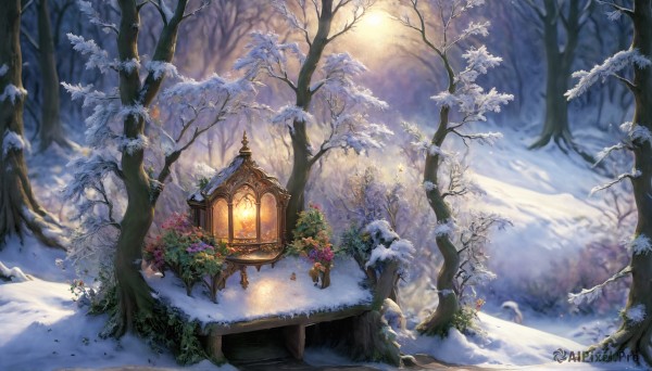 A glimpse of a landscape in a picturesque snowy outdoors