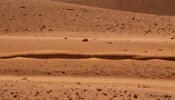 monochrome,outdoors,no humans,shadow,beach,scenery,sand,sepia,brown theme,desert,footprints,sky,rock,dust