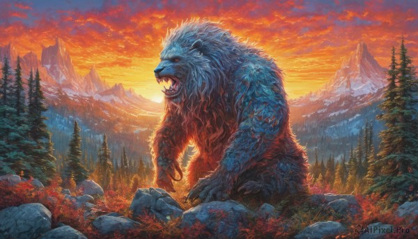 A calm sunset outdoors highlighting a monster
