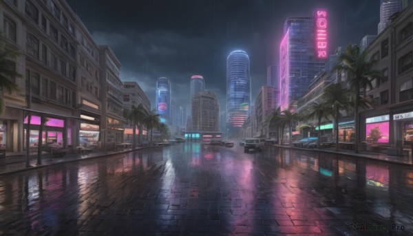 A motor vehicle set against the backdrop of a captivating rainy outdoors