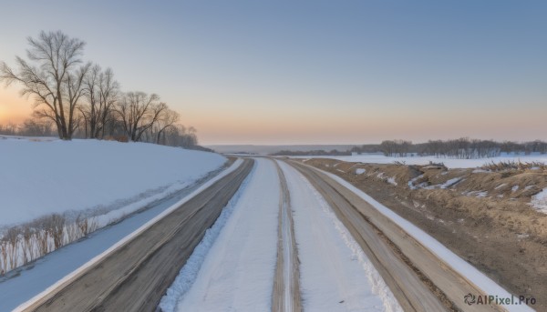 A breathtaking view of a landscape in snowy day