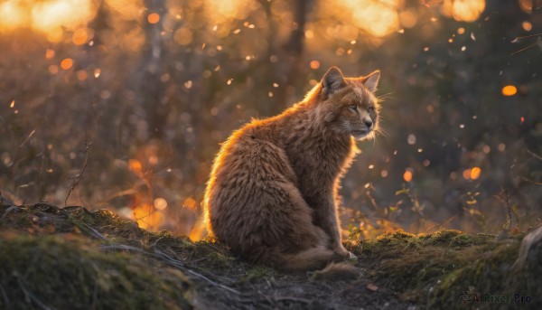 outdoors, blurry, no humans, depth of field, animal, cat, realistic, animal focus