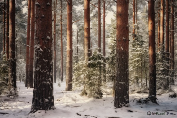 A breathtaking view of a landscape in snowy day