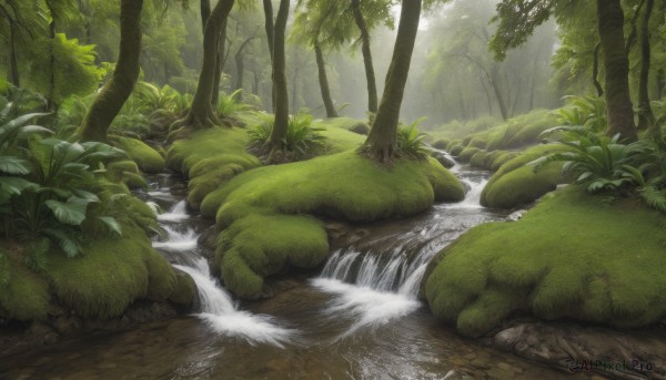 A stunning portrayal of a waterfall in a lush day