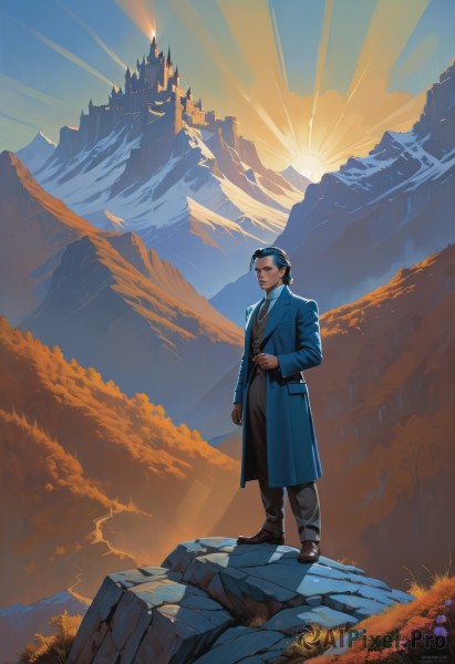 A male in a serene sunset day
