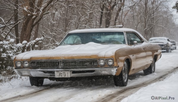 An iconic motor vehicle framed by a bold snowy day