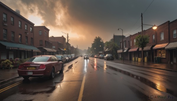 Image of a motor vehicle in a vibrant sunset outdoors