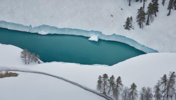 outdoors,sky,day,cloud,water,tree,no humans,nature,scenery,snow,forest,mountain,winter,bare tree,landscape,lake,fog,grey sky,pine tree,ocean,flying,ice,snowing,watercraft,boat,footprints,island