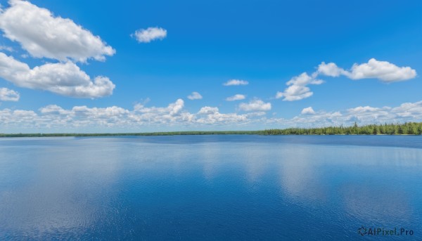 outdoors,sky,day,cloud,water,tree,blue sky,no humans,ocean,cloudy sky,grass,nature,scenery,forest,reflection,horizon,landscape,lake,reflective water,blue theme,summer,island