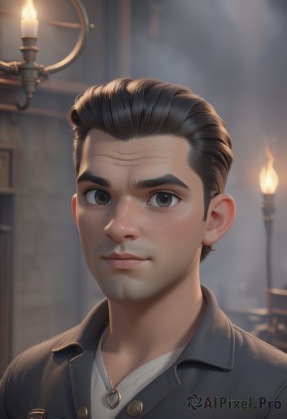 A male in the heart of a peaceful fiery dynamic scene