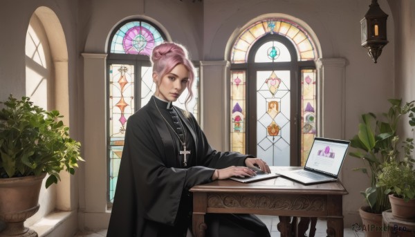 A ethereal window featuring a female