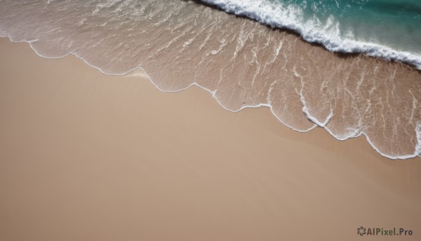 solo,simple background,outdoors,sky,water,no humans,ocean,beach,brown background,sand,horizon,waves,shore,day,scenery,close-up