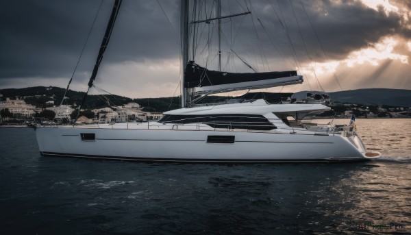 A boat set against the backdrop of a breathtaking day