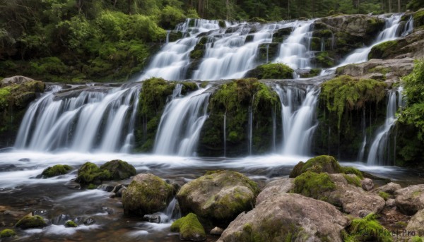 The beauty of a waterfall set in a captivating day