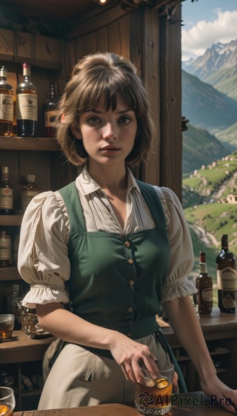 A female in a picturesque day