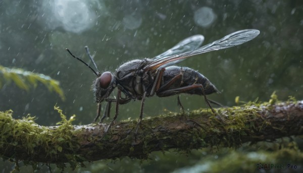 A unique subject amidst a vivid rainy outdoors