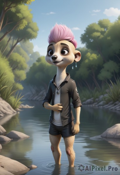 A male surrounded by a serene day