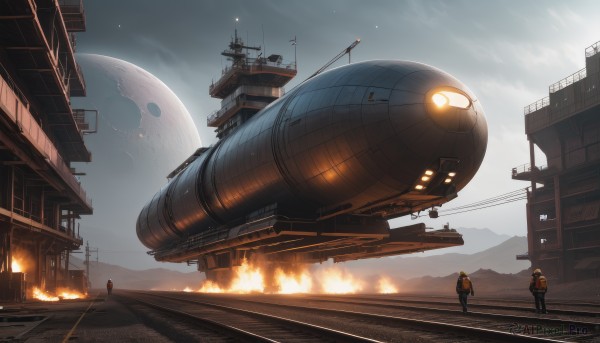 A stunning portrayal of a spacecraft in a lush fiery outdoors
