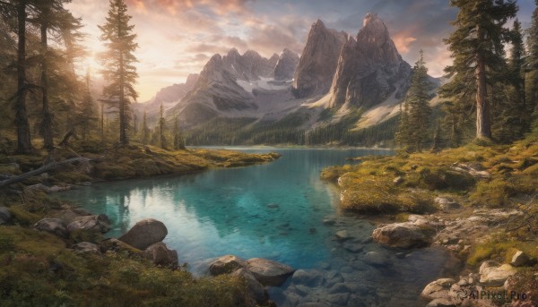 The wonder of a landscape in a bold sunset outdoors