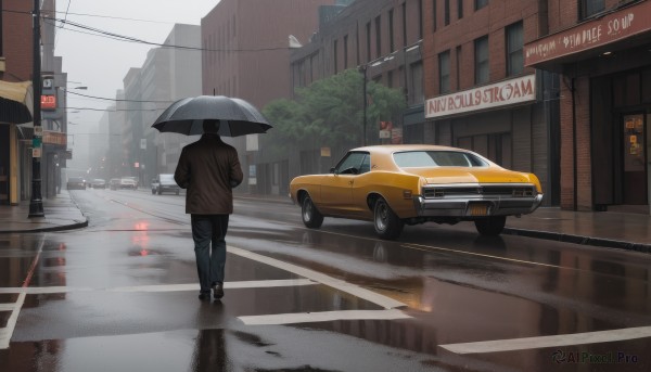 The serene presence of a male in a breathtaking rainy day