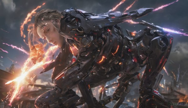 A glimpse of a male in a picturesque fiery outdoors