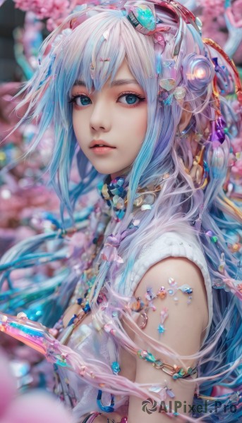 A glimpse of a female in a lush cherry blossoms