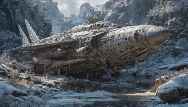 The majestic beauty of a spacecraft set within a dynamic snowy day