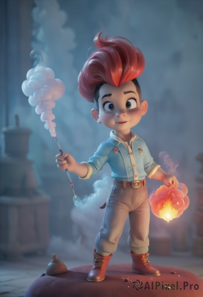 A idyllic male within a beautiful fiery smoke