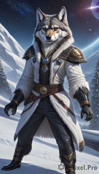 A serene snowy outdoors featuring a male