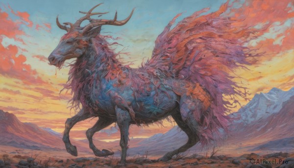 The beauty of a monster set in a enchanting sunset outdoors