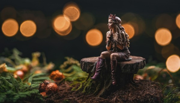 A idyllic female within a lush rock