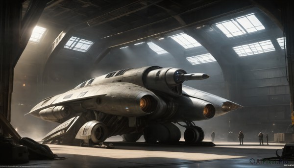 HQ,multiple boys,artist name,indoors,signature,dated,military,no humans,window,watermark,robot,mecha,web address,smoke,machinery,science fiction,realistic,aircraft,military vehicle,vehicle focus,spacecraft,cockpit,sunlight,scenery,light rays,lights,dust