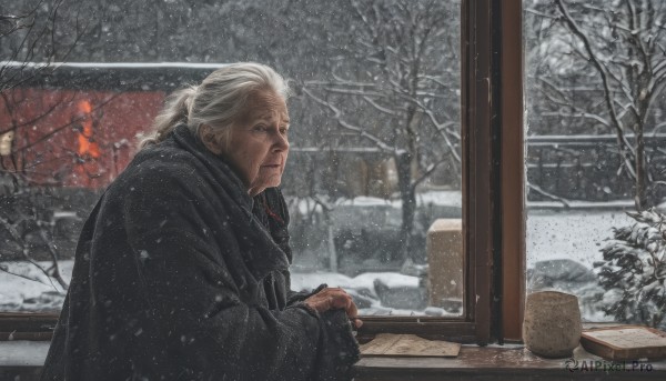 A breathtaking view of a male in snowy outdoors