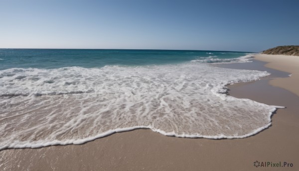 outdoors,sky,day,water,blue sky,no humans,ocean,beach,scenery,sand,horizon,waves,shore,footprints