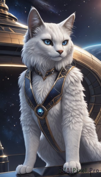 A cat set against the backdrop of a breathtaking night sky