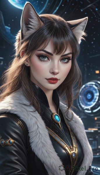 A female surrounded by a lush dynamic scene