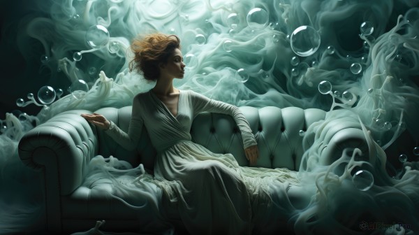 A ethereal dynamic scene featuring a female