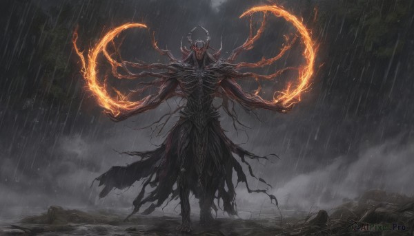 A captivating male within rainy outdoors
