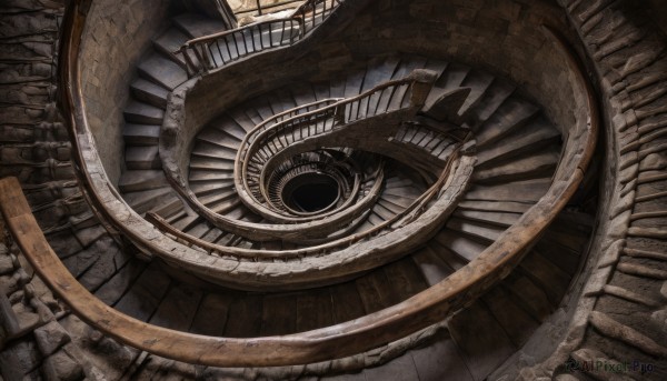 indoors,no humans,from above,scenery,wooden floor,gears,close-up,stairs,wall,brick wall,still life,stone floor,brick floor