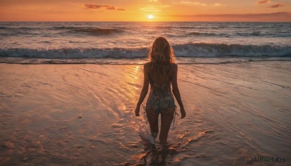 A idyllic female within a vivid sunset outdoors