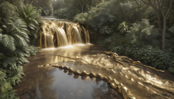 A stunning view of a waterfall in day