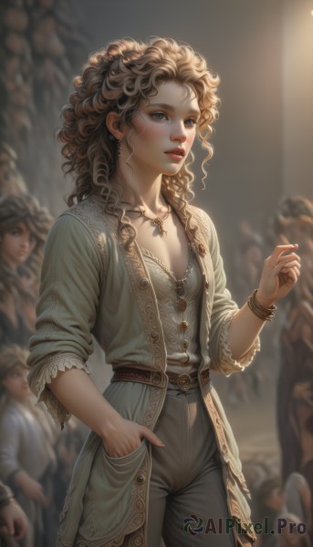The charm of a female in a scenic dynamic scene