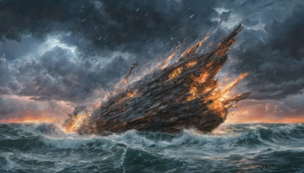 The allure of a boat in a dynamic rainy outdoors
